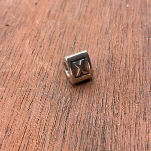 Authentic Pandora Sterling Silver Alphabet Letter X Retired Bead Charm